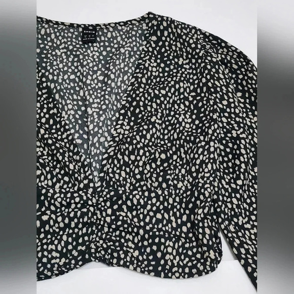 Shein Black Leopard Print Crop Blouse Bell Sleeves, sz XS - Picture 14 of 14